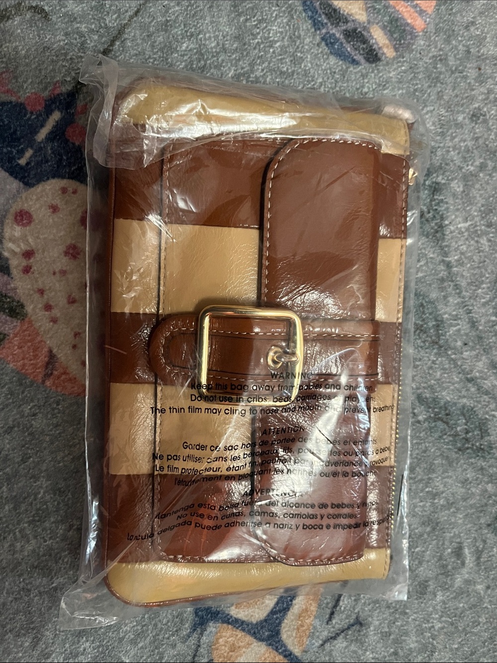 Coach Brown and Cream Leather Men’s Crossbody Pouch with Buckle